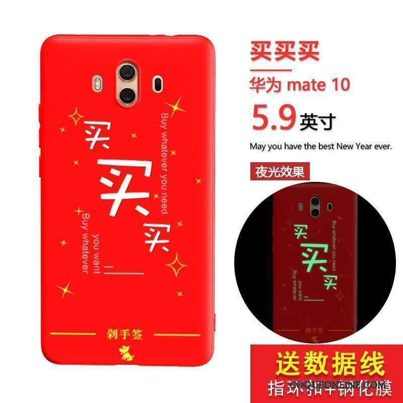 Huawei Mate 10 Coque De Téléphone Silicone Lumineuses Incassable Rouge Étui Tout Compris