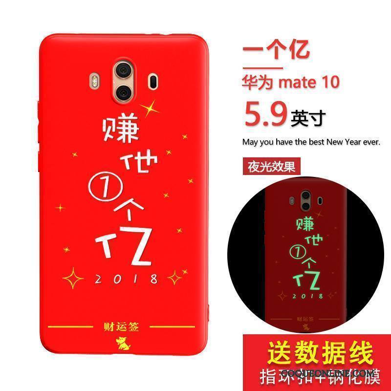 Huawei Mate 10 Coque De Téléphone Silicone Lumineuses Incassable Rouge Étui Tout Compris