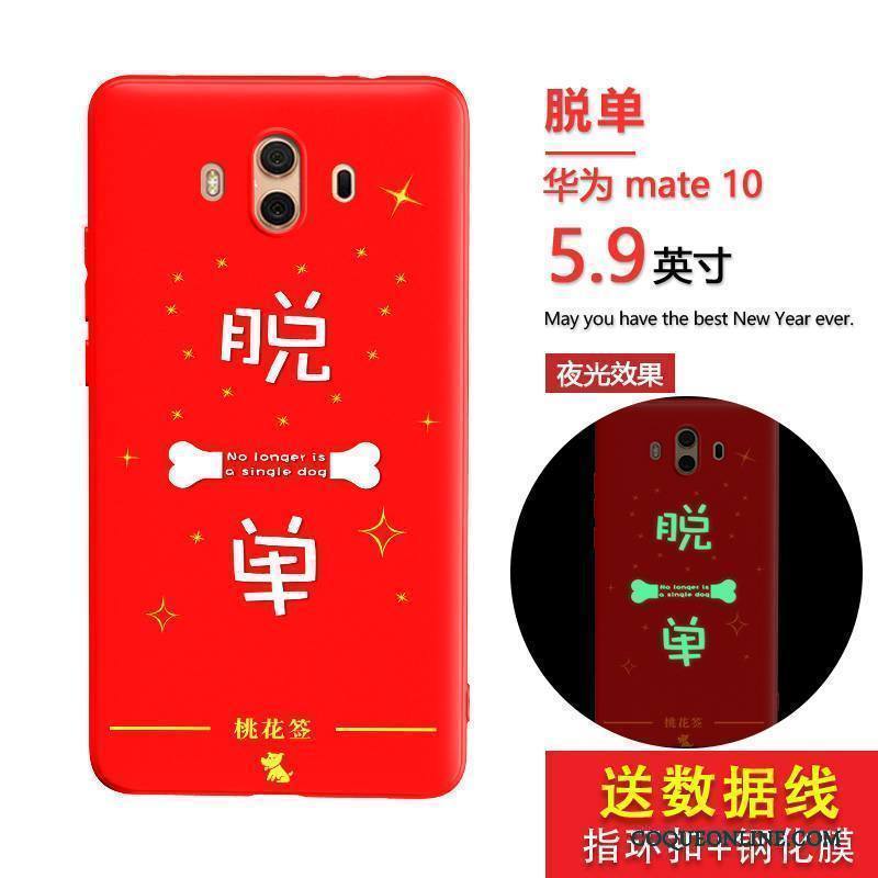 Huawei Mate 10 Coque De Téléphone Silicone Lumineuses Incassable Rouge Étui Tout Compris