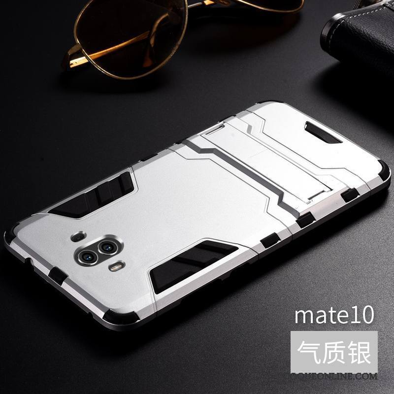 Huawei Mate 10 Coque Gris Border Personnalité Métal Protection Trois Défenses Étui