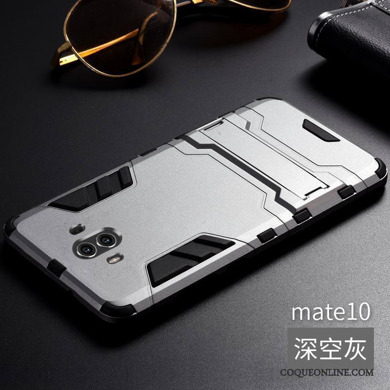 Huawei Mate 10 Coque Gris Border Personnalité Métal Protection Trois Défenses Étui