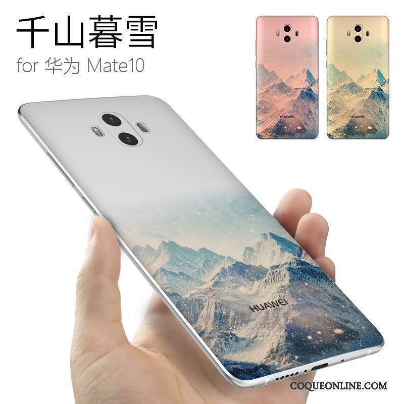 Huawei Mate 10 Coque Silicone Fluide Doux Incassable Protection Bleu Clair Personnalité Marque De Tendance