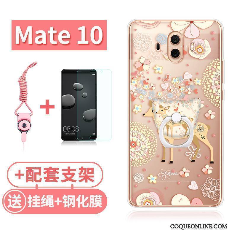 Huawei Mate 10 Coque Silicone Tout Compris Rose Transparent Lapin Étui
