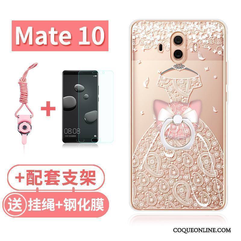 Huawei Mate 10 Coque Silicone Tout Compris Rose Transparent Lapin Étui