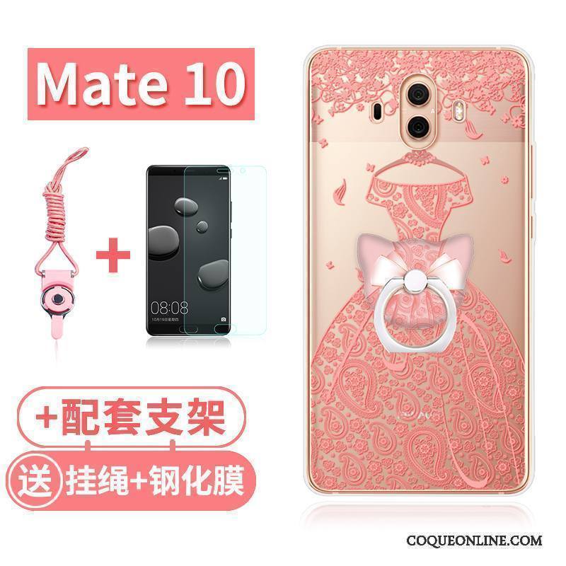 Huawei Mate 10 Coque Silicone Tout Compris Rose Transparent Lapin Étui