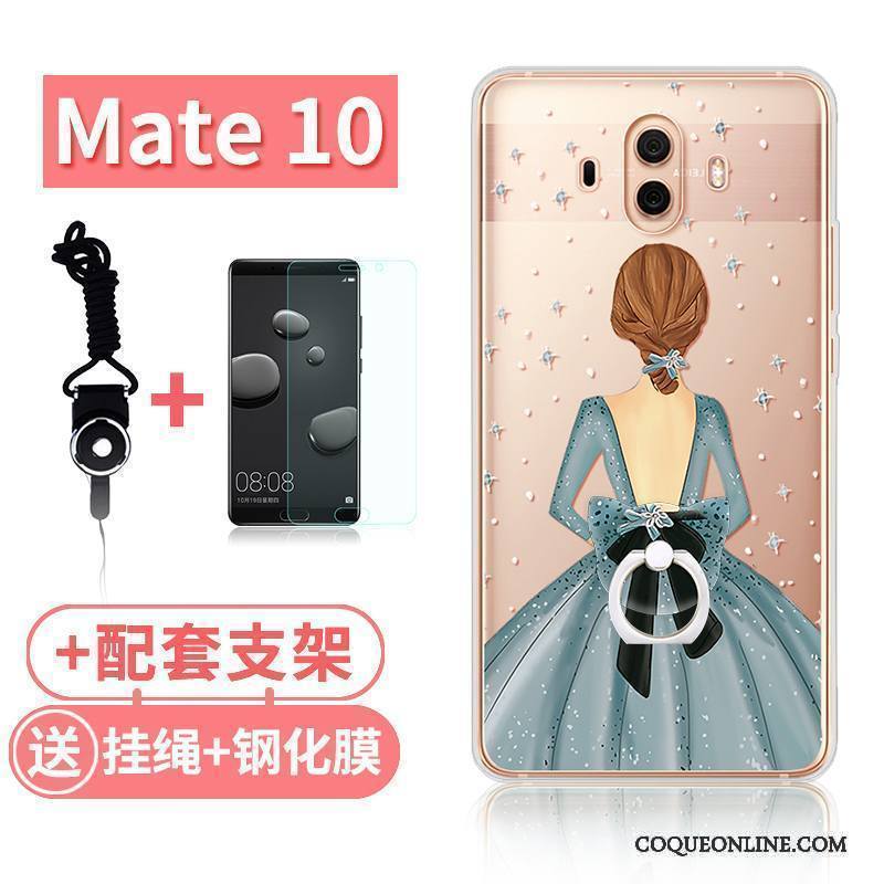 Huawei Mate 10 Coque Silicone Tout Compris Rose Transparent Lapin Étui