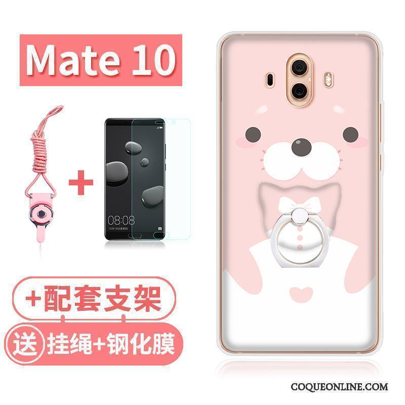 Huawei Mate 10 Coque Silicone Tout Compris Rose Transparent Lapin Étui