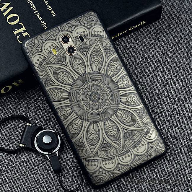 Huawei Mate 10 Coque Tendance Fluide Doux Incassable Noir Étui Protection Ornements Suspendus