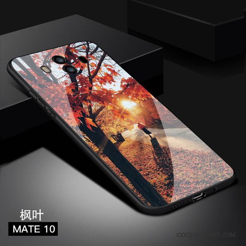 Huawei Mate 10 Coque Tendance Tout Compris Protection Blanc Verre Incassable Étui