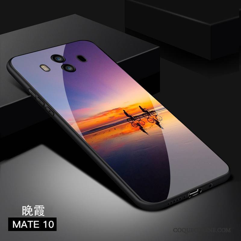 Huawei Mate 10 Coque Tendance Tout Compris Protection Blanc Verre Incassable Étui