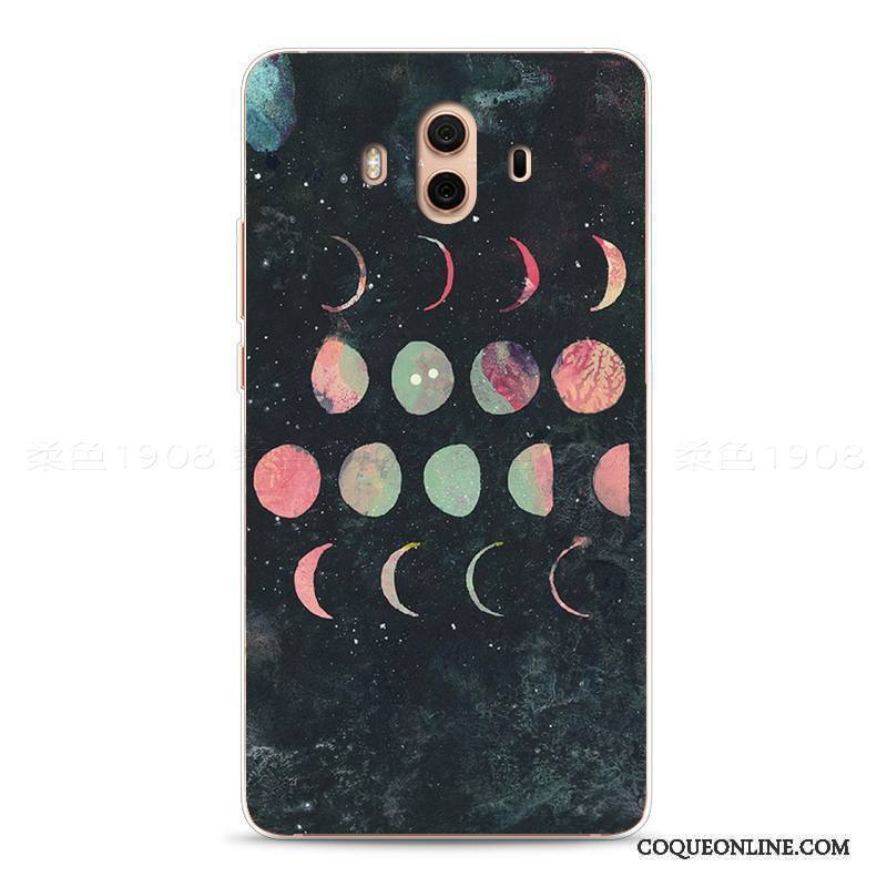 Huawei Mate 10 Coque Vent Fluide Doux Mois Personnalité Gaufrage Noir Art