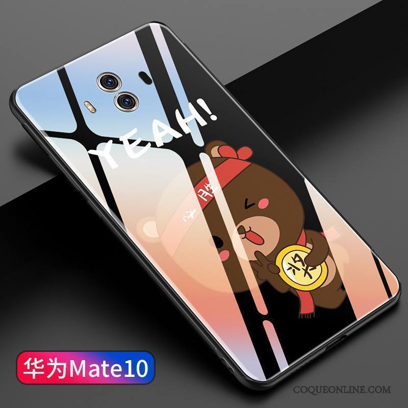 Huawei Mate 10 Coque Verre Créatif Personnalité Tout Compris Silicone Jaune Miroir