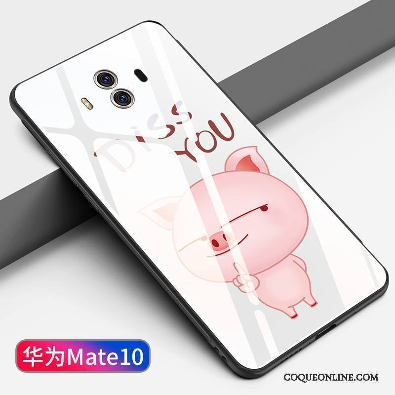 Huawei Mate 10 Coque Verre Créatif Personnalité Tout Compris Silicone Jaune Miroir
