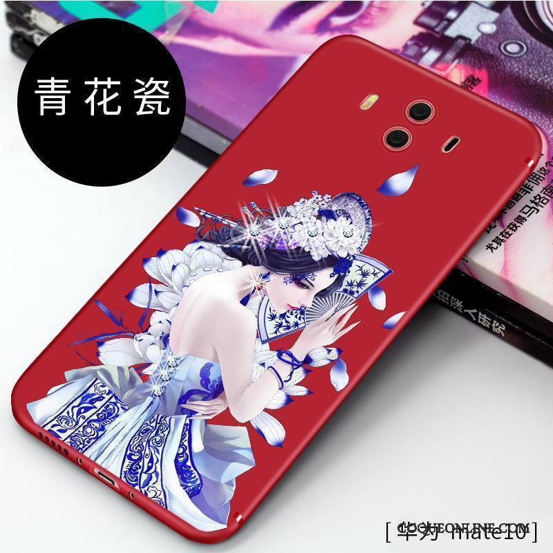 Huawei Mate 10 Créatif Coque De Téléphone Rouge Incassable Strass Silicone Tout Compris