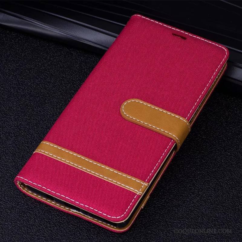 Huawei Mate 10 En Denim Protection Rouge Coque De Téléphone Étui En Cuir Housse