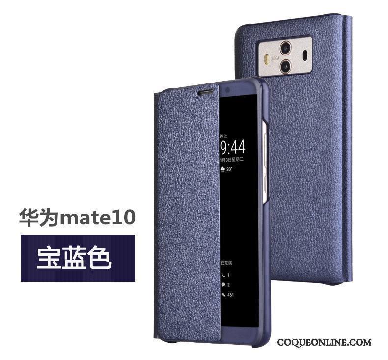 Huawei Mate 10 Gris Étui En Cuir Protection Coque De Téléphone Clamshell