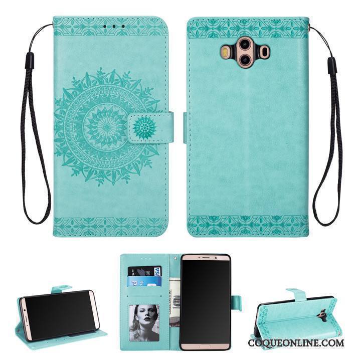 Huawei Mate 10 Housse Portefeuille Coque De Téléphone Carte Protection Bleu Téléphone Portable