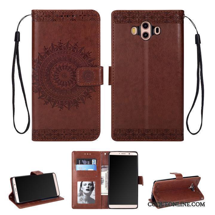 Huawei Mate 10 Housse Portefeuille Coque De Téléphone Carte Protection Bleu Téléphone Portable