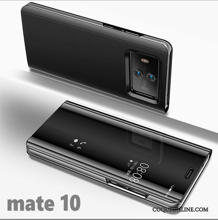 Huawei Mate 10 Housse Étui Noir Miroir Coque De Téléphone Incassable Placage