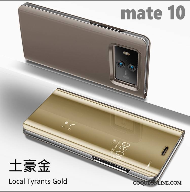 Huawei Mate 10 Housse Étui Noir Miroir Coque De Téléphone Incassable Placage