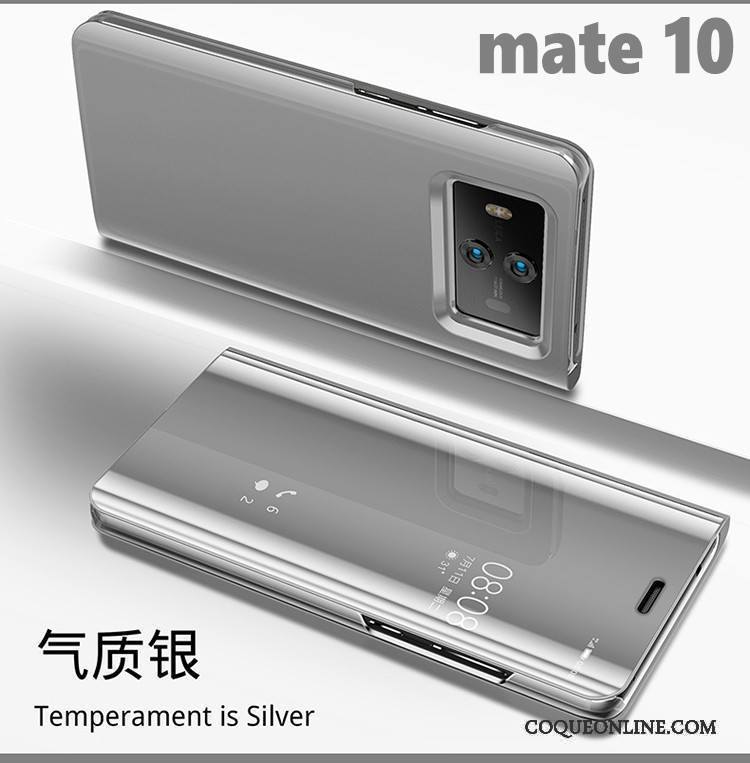 Huawei Mate 10 Housse Étui Noir Miroir Coque De Téléphone Incassable Placage