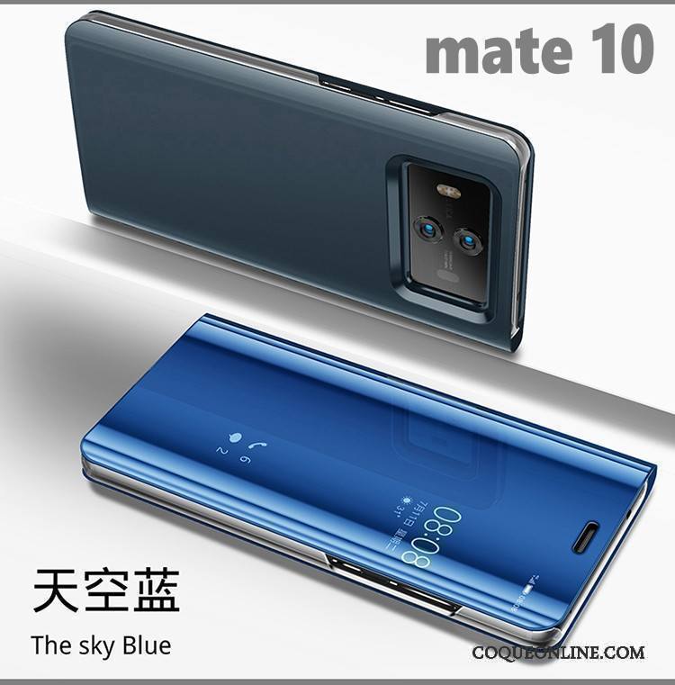 Huawei Mate 10 Housse Étui Noir Miroir Coque De Téléphone Incassable Placage