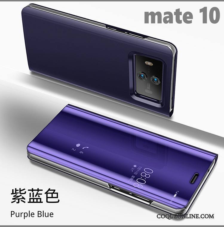 Huawei Mate 10 Housse Étui Noir Miroir Coque De Téléphone Incassable Placage