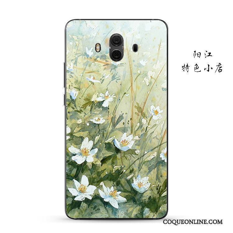 Huawei Mate 10 Incassable Business Gaufrage Jaune Coque De Téléphone Pétale Protection