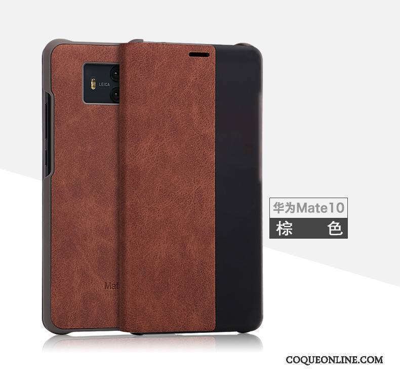 Huawei Mate 10 Incassable Clamshell Étui En Cuir Protection Coque De Téléphone