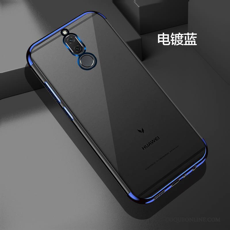 Huawei Mate 10 Lite Coque De Téléphone Bleu Étui Difficile Délavé En Daim Protection Incassable