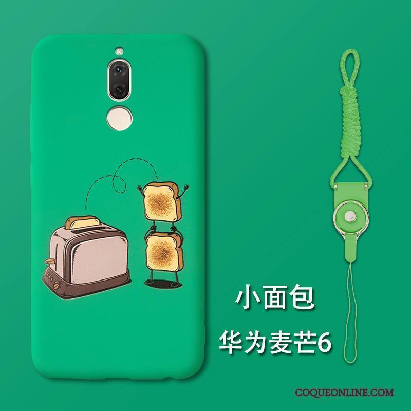 Huawei Mate 10 Lite Coque De Téléphone Délavé En Daim Étui Protection Tendance Vert Silicone