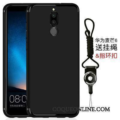 Huawei Mate 10 Lite Coque Fluide Doux Simple Délavé En Daim Étui Tout Compris Très Mince Noir