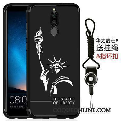 Huawei Mate 10 Lite Coque Fluide Doux Simple Délavé En Daim Étui Tout Compris Très Mince Noir