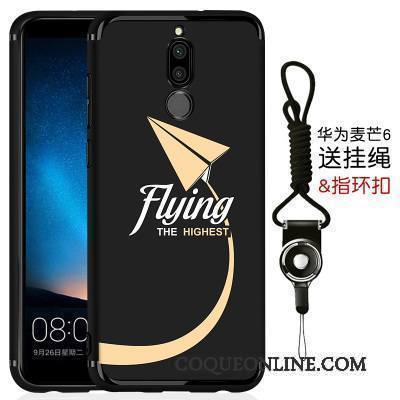 Huawei Mate 10 Lite Coque Fluide Doux Simple Délavé En Daim Étui Tout Compris Très Mince Noir