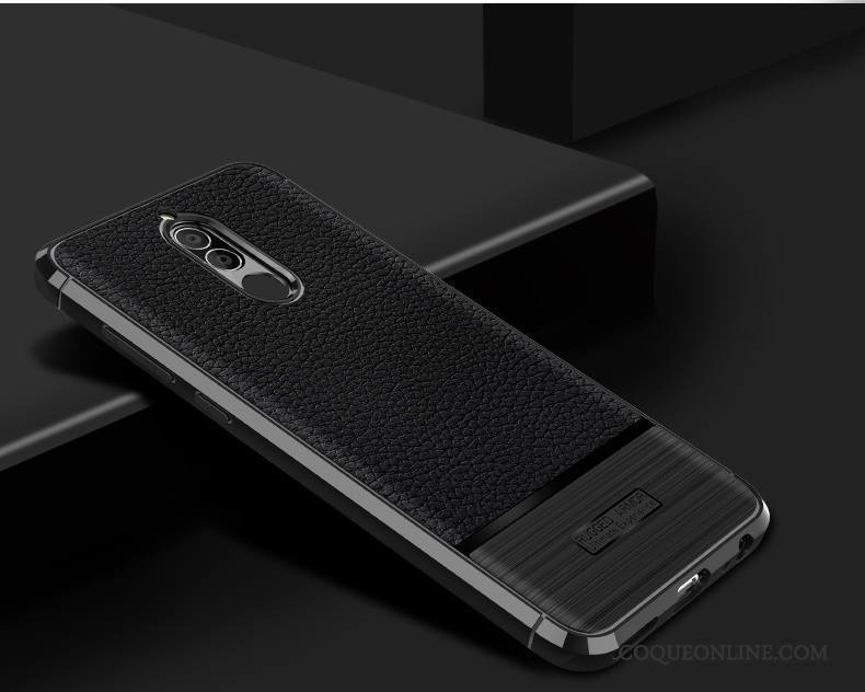 Huawei Mate 10 Lite Coque Noir Étui Incassable Peau Douce Modèle Fleurie Protection Silicone