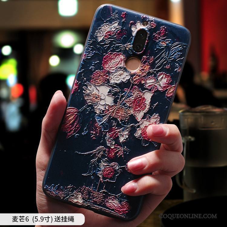 Huawei Mate 10 Lite Coque Tout Compris Gaufrage Jaune Étui Délavé En Daim Silicone Très Mince