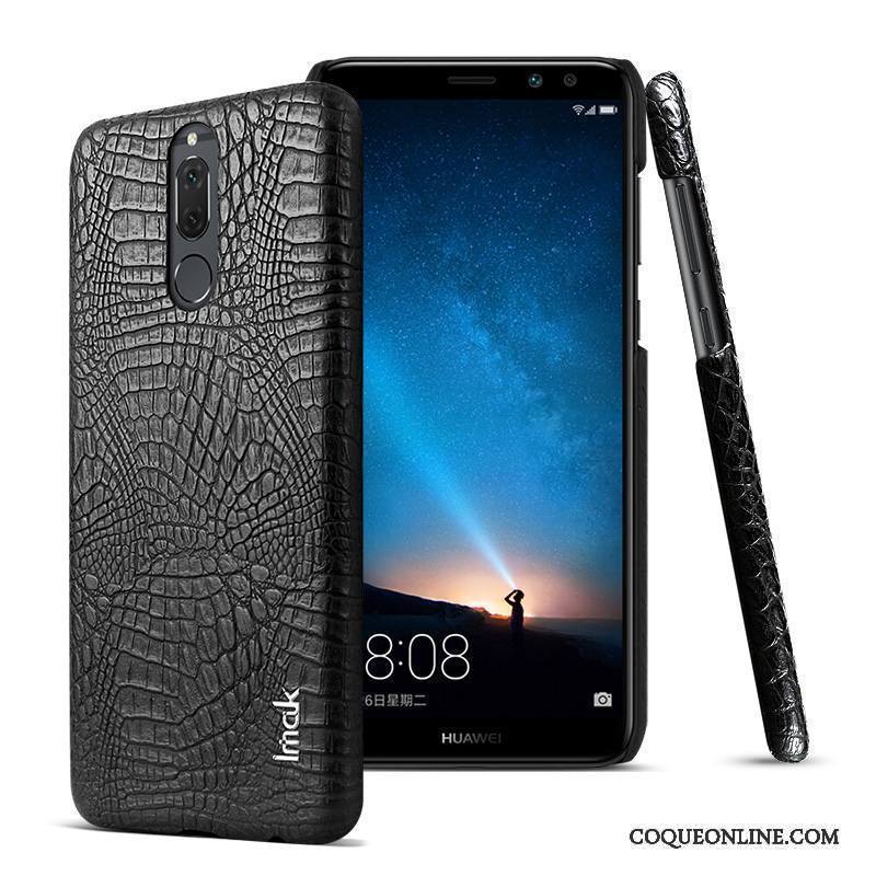 Huawei Mate 10 Lite Cuir Crocodile Modèle Coque De Téléphone Protection Étui Noir