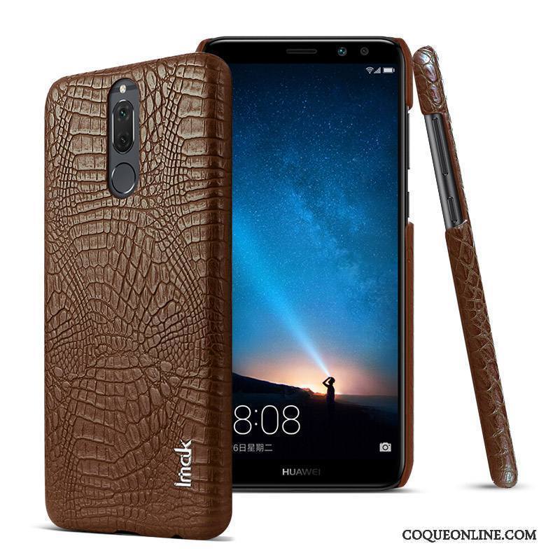 Huawei Mate 10 Lite Cuir Crocodile Modèle Coque De Téléphone Protection Étui Noir