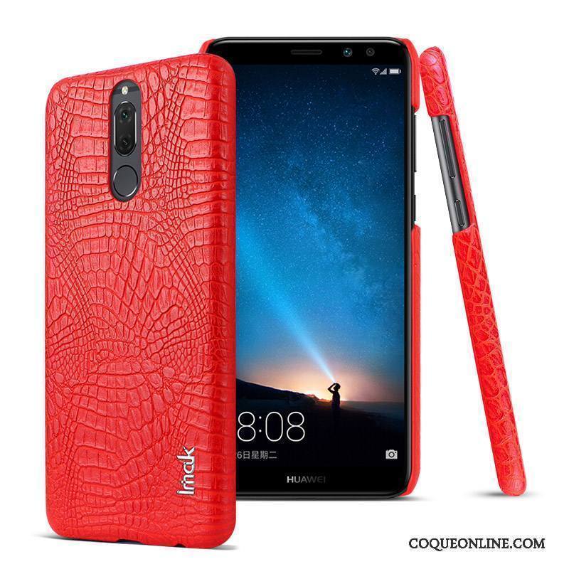 Huawei Mate 10 Lite Cuir Crocodile Modèle Coque De Téléphone Protection Étui Noir