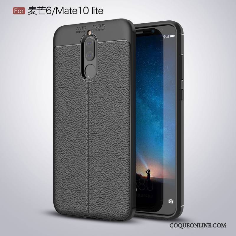 Huawei Mate 10 Lite Litchi Incassable Fluide Doux Coque De Téléphone Protection Modèle Fleurie Silicone