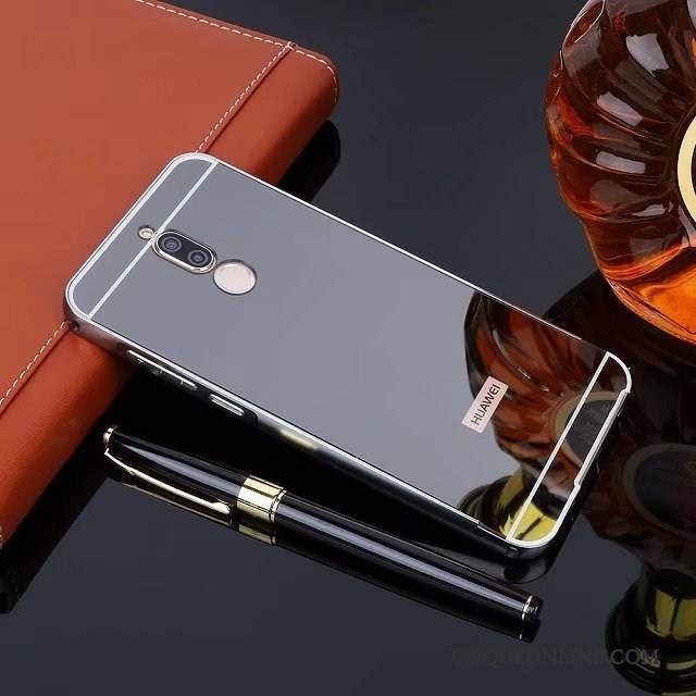 Huawei Mate 10 Lite Miroir Coque De Téléphone Border Protection Couvercle Arrière Rose Métal