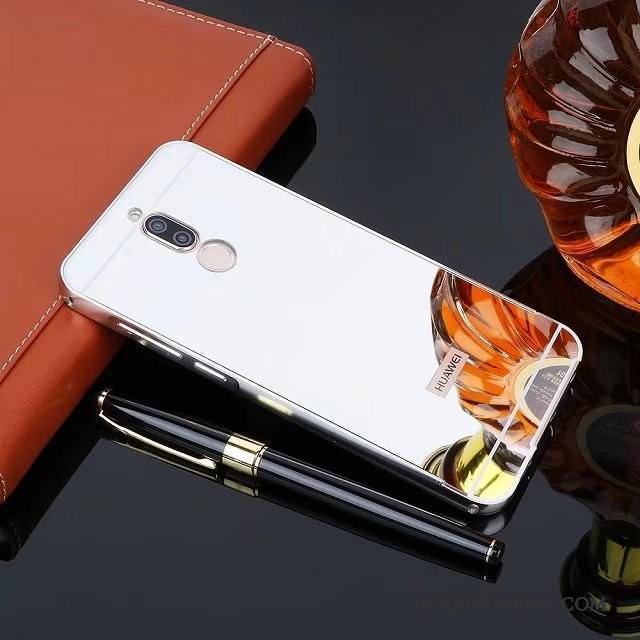 Huawei Mate 10 Lite Miroir Coque De Téléphone Border Protection Couvercle Arrière Rose Métal