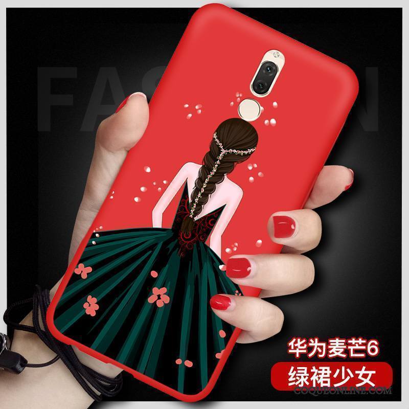 Huawei Mate 10 Lite Ornements Suspendus Protection Rouge Dessin Animé Étui Fluide Doux Coque De Téléphone