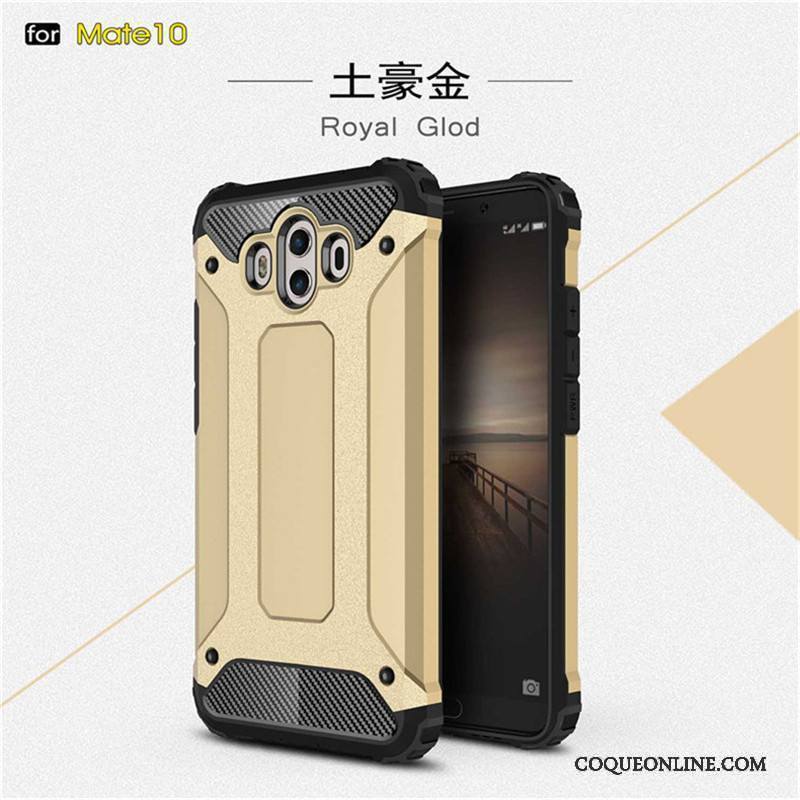 Huawei Mate 10 Métal Bleu Étui Silicone Lustre Trois Défenses Coque De Téléphone