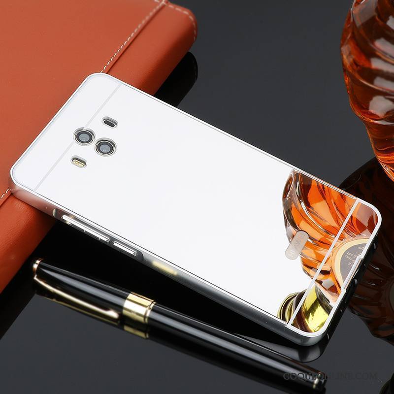 Huawei Mate 10 Métal Border Protection Étui Coque Miroir Rose