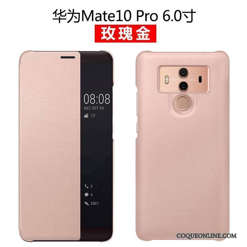 Huawei Mate 10 Pro Coque De Téléphone Cuir Véritable Clamshell Étui Étui En Cuir Protection Bleu