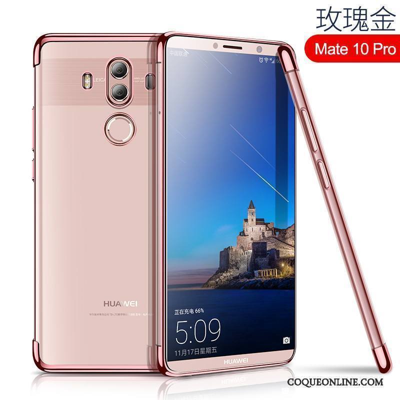 Huawei Mate 10 Pro Coque De Téléphone Transparent Rouge Incassable Très Mince Silicone Tout Compris