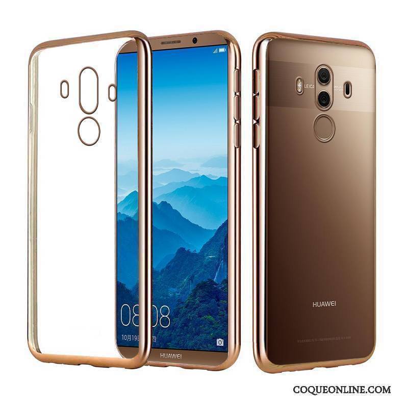 Huawei Mate 10 Pro Coque De Téléphone Transparent Silicone Luxe Or Placage Élégant