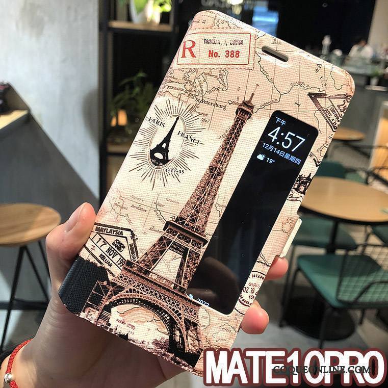 Huawei Mate 10 Pro Coque Dormance Tendance Housse Étui En Cuir Accessoires Protection Téléphone Portable
