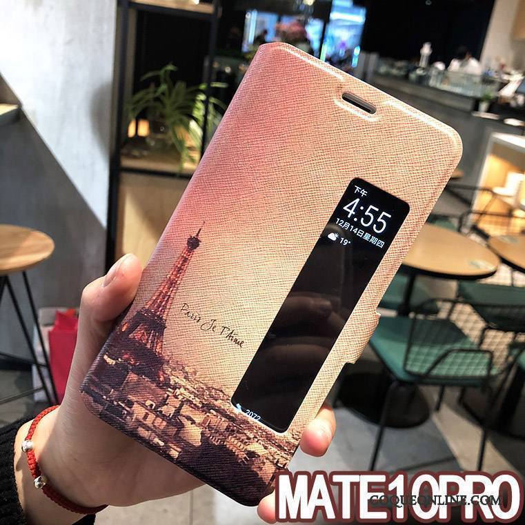 Huawei Mate 10 Pro Coque Dormance Tendance Housse Étui En Cuir Accessoires Protection Téléphone Portable